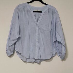 LOFT Soft Light Blue Button-Up Blouse Size Medium 100% Cotton